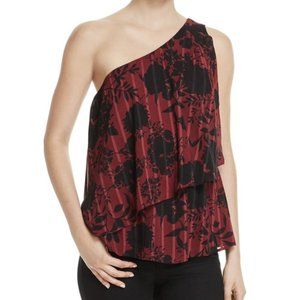 Aqua Brand Off Shoulder Sleeveless Shirt Top Black Burgundy Floral Size XS NEW